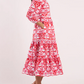 Breathable Tiered Stretch Poplin Long Sleeve Dress