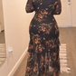 Floral Mesh Ruffle Maxi Dress