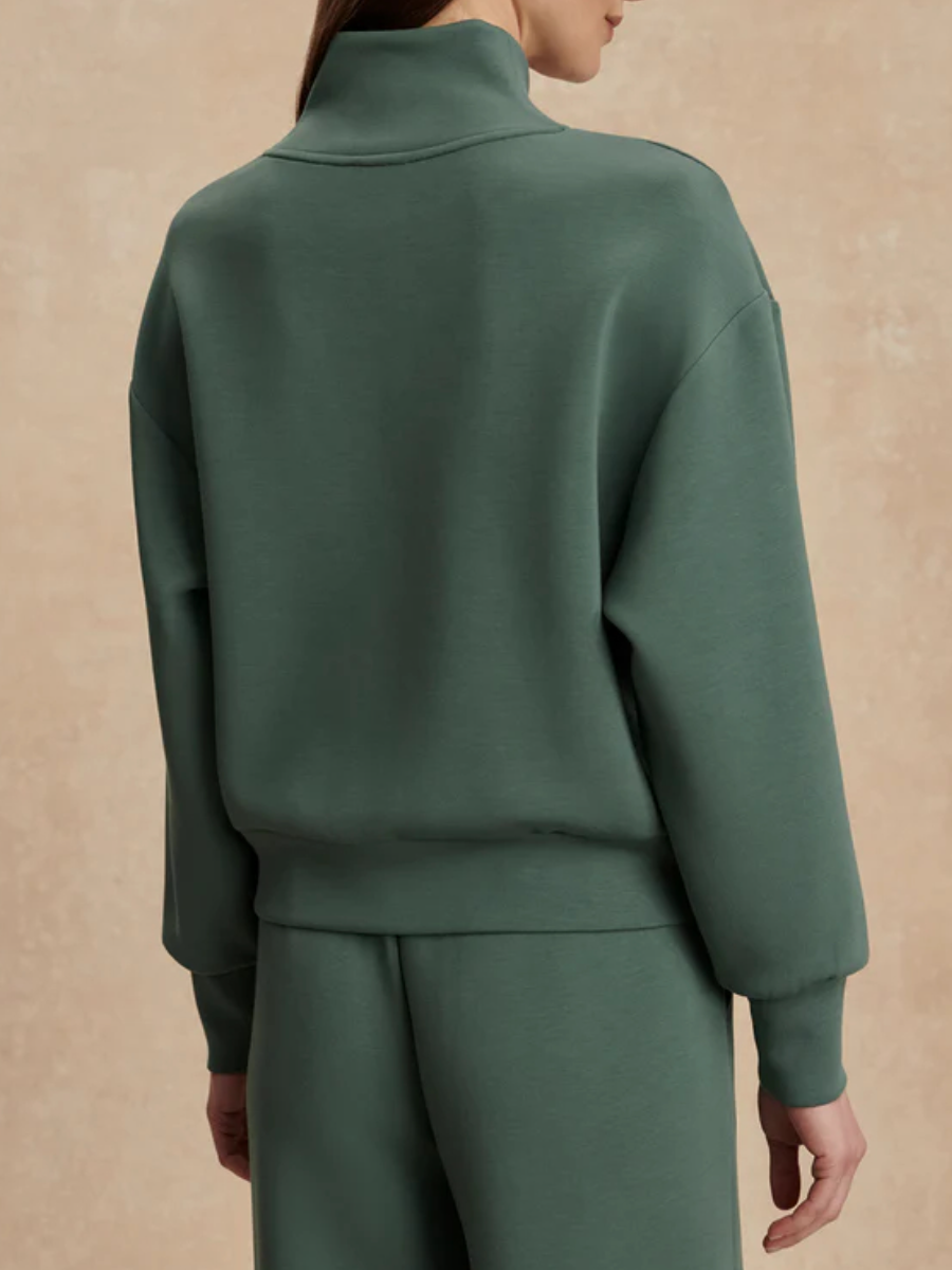 Sweatshirt and Wide-Leg Pants Stretch Two-Piece Set