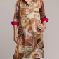 Long Sleeve Scarf Print Dress