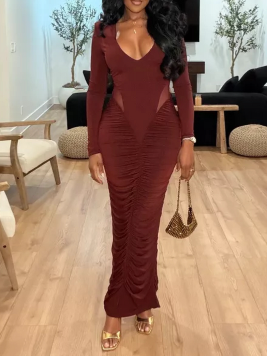 Slinky Long Sleeve Maxi Dress