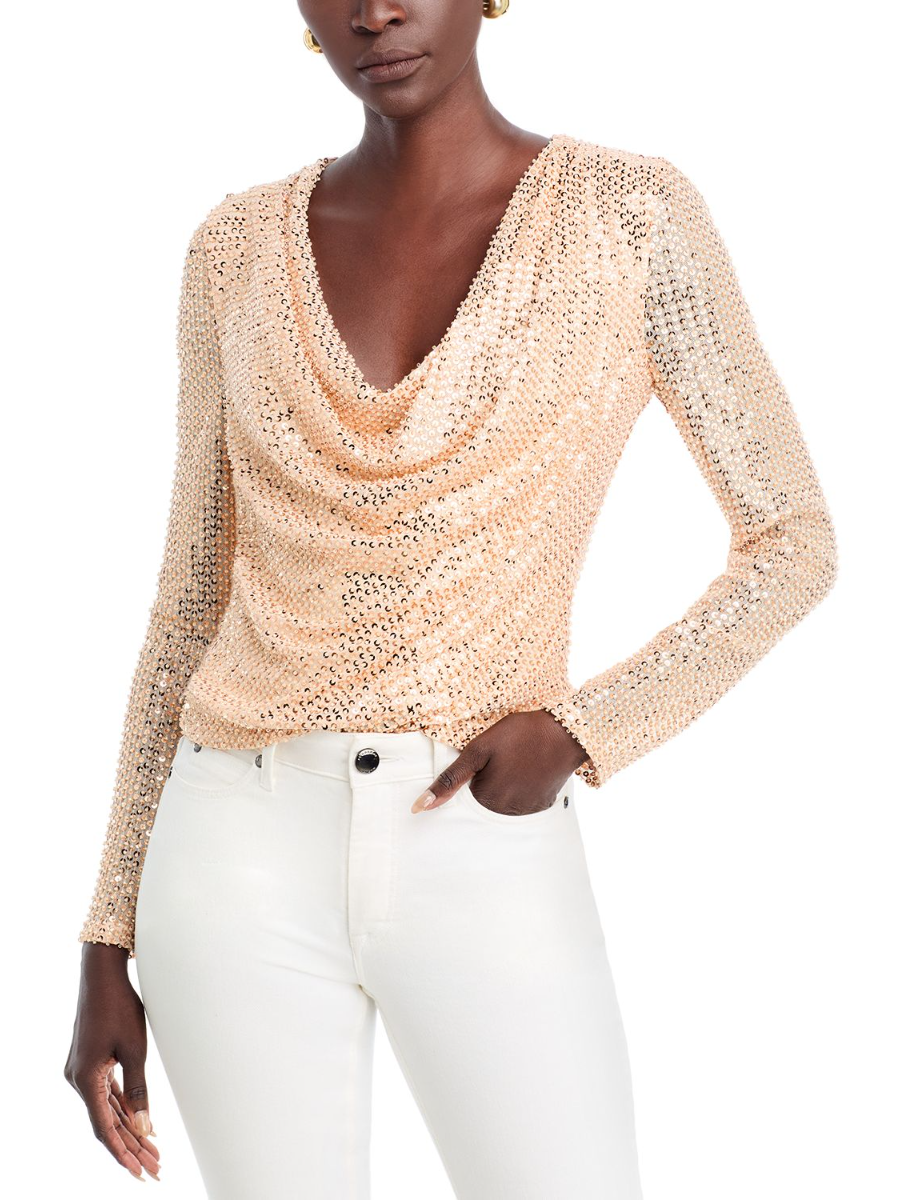 Leon Beaded Cowlneck Top