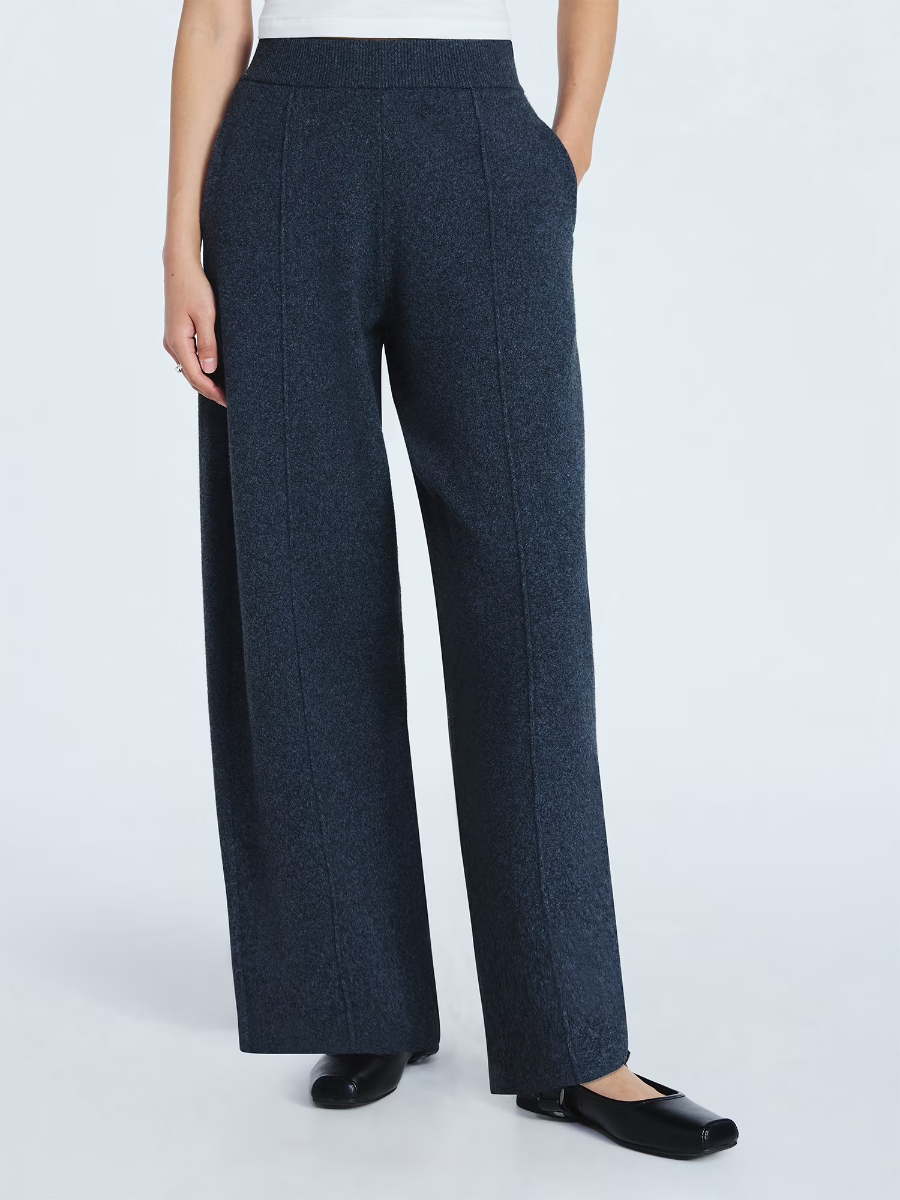 V Neck Cardigan Sweater and Knit Barrel Pants