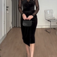 Velvet Black Lace Evening Dress