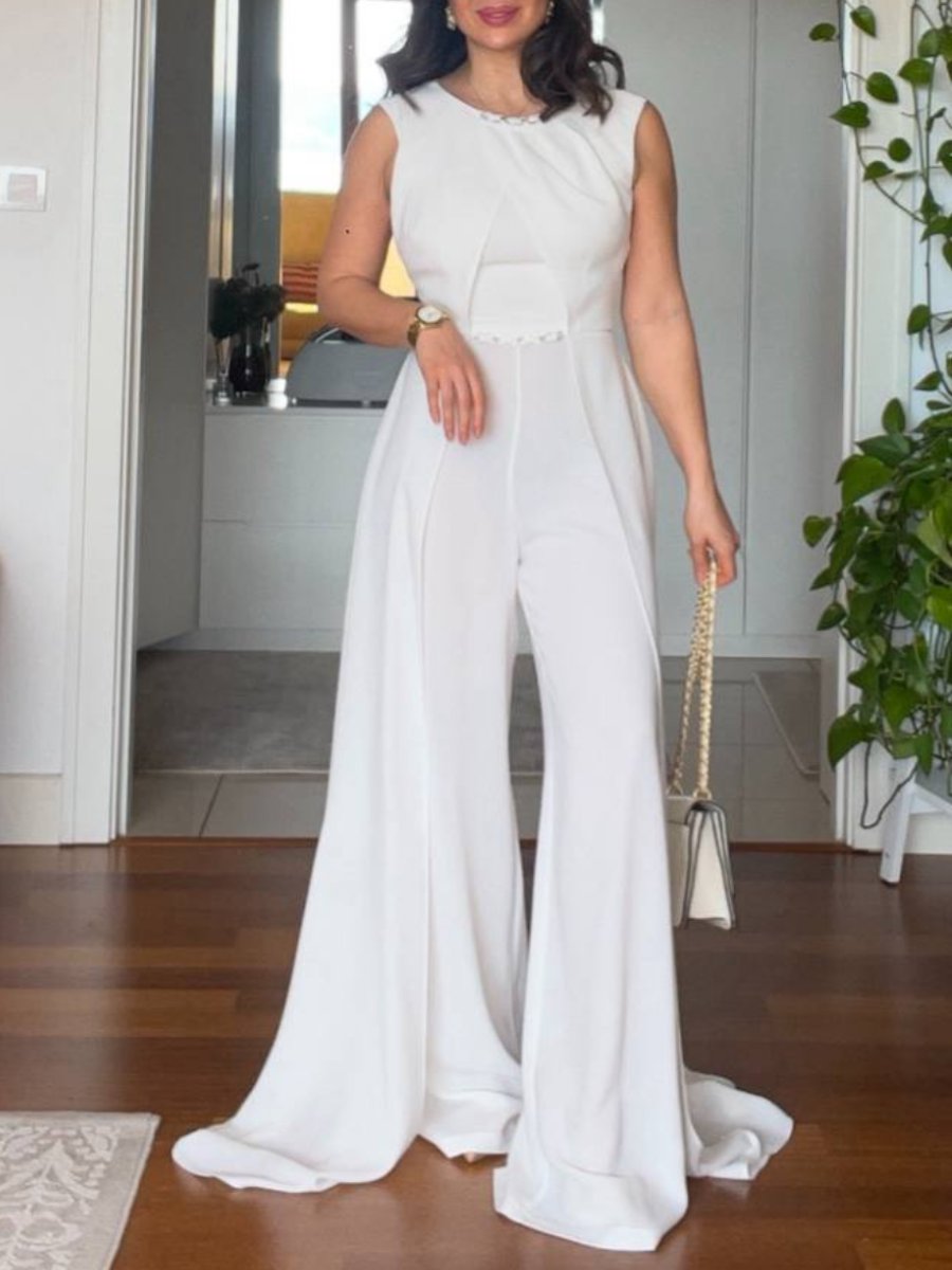 Elegant Sleeveless Waist Chain Jumpsuit