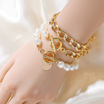 Multi-layered Gold Chain Bracelet Set