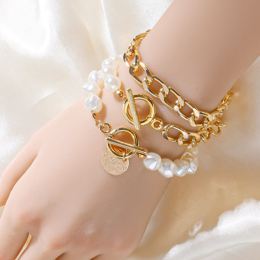 Multi-layered Gold Chain Bracelet Set