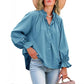 Puff Long Sleeve Button Ruffle Tops