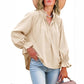 Puff Long Sleeve Button Ruffle Tops
