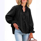 Puff Long Sleeve Button Ruffle Tops