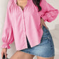 Puff Long Sleeve Button Ruffle Tops