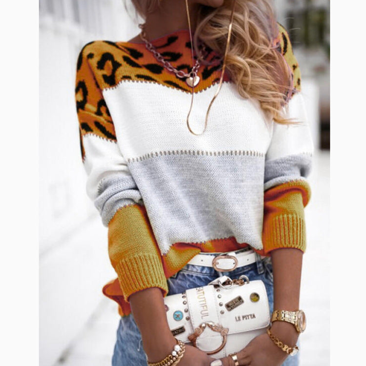 Leopard-Print Color-Blocked Sweater