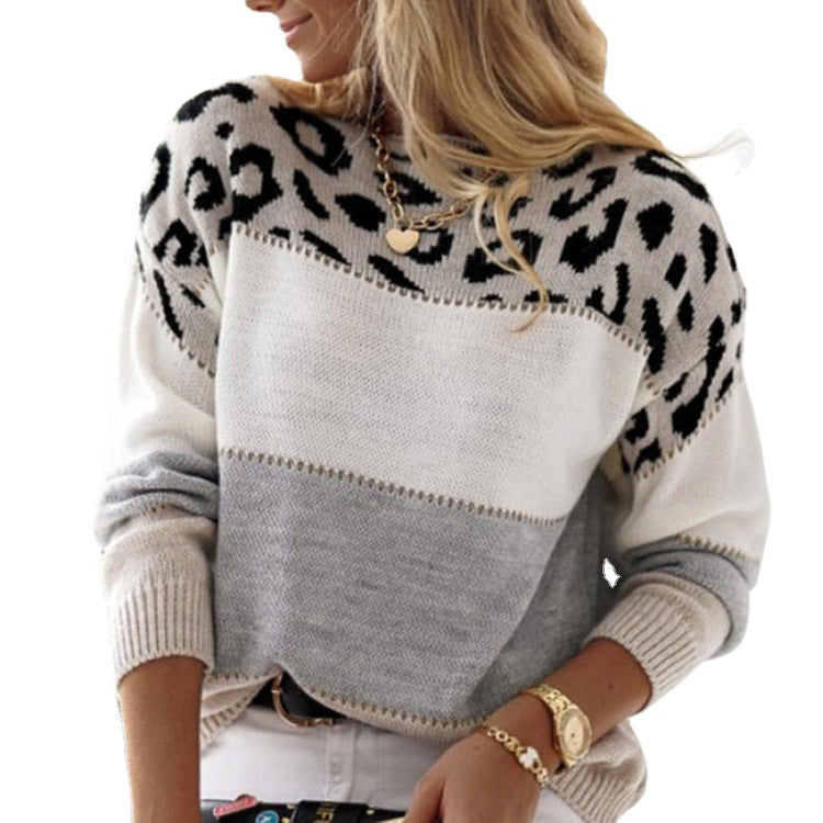 Leopard-Print Color-Blocked Sweater