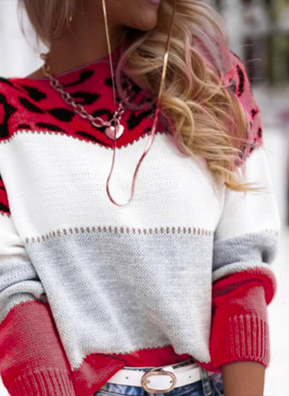 Leopard-Print Color-Blocked Sweater