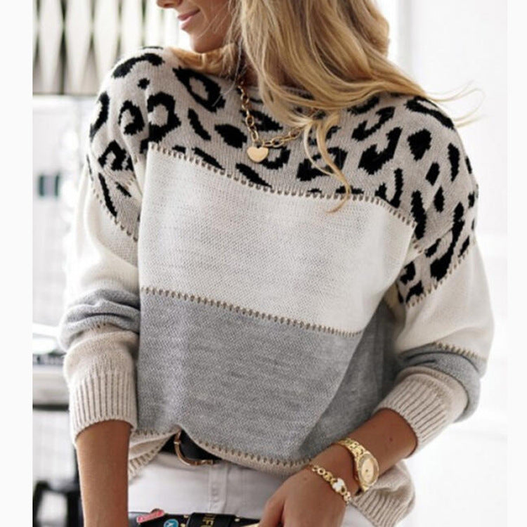 Leopard-Print Color-Blocked Sweater