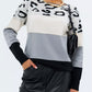 Leopard-Print Color-Blocked Sweater