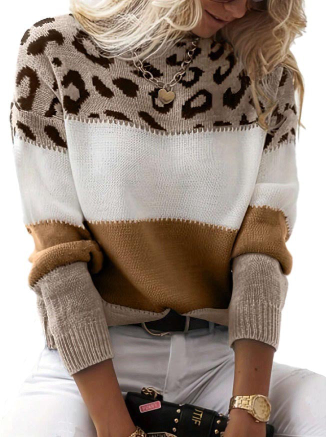 Leopard-Print Color-Blocked Sweater