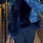 Faux Fur Cinched Denim Jacket