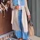 Denim Vest Patchwork Button-down Trench Coat