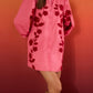 Floral Embroidery Band Collar Ruffle Trim Dress