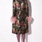 Detachable Faux Fur Patchwork Floral Print Coat
