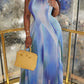 Elegant Gradient Print Sleeveless Dress