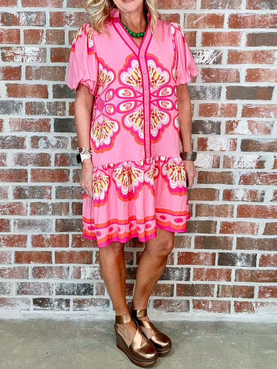 Boho Flutter Sleeve Tiered Mini Dress