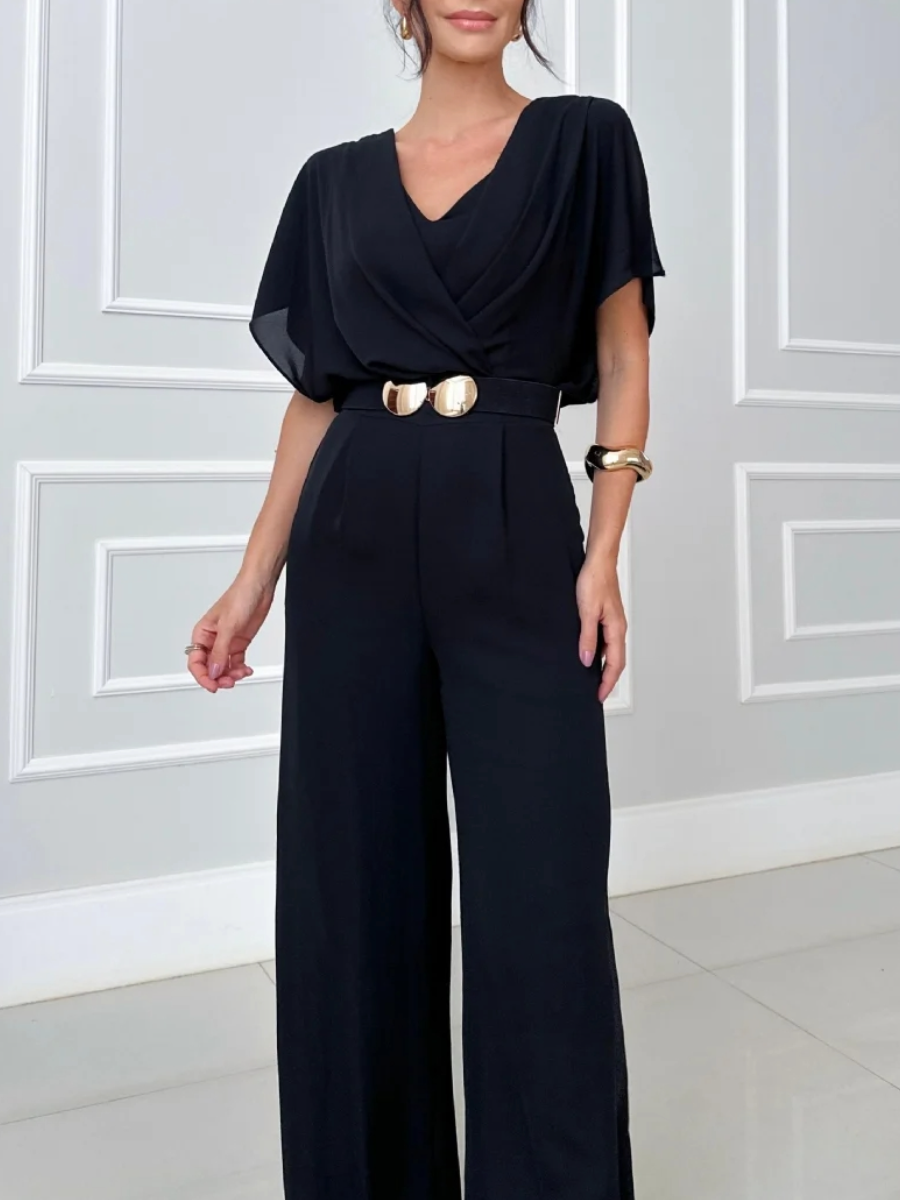Elegant V-Neck Chiffon Jumpsuit