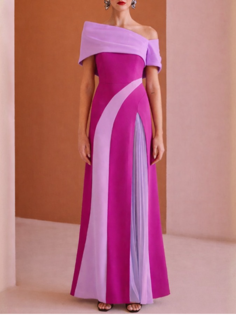 Elegant Off-Shoulder Pleated Dress