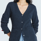 V Neck Cardigan Sweater and Knit Barrel Pants