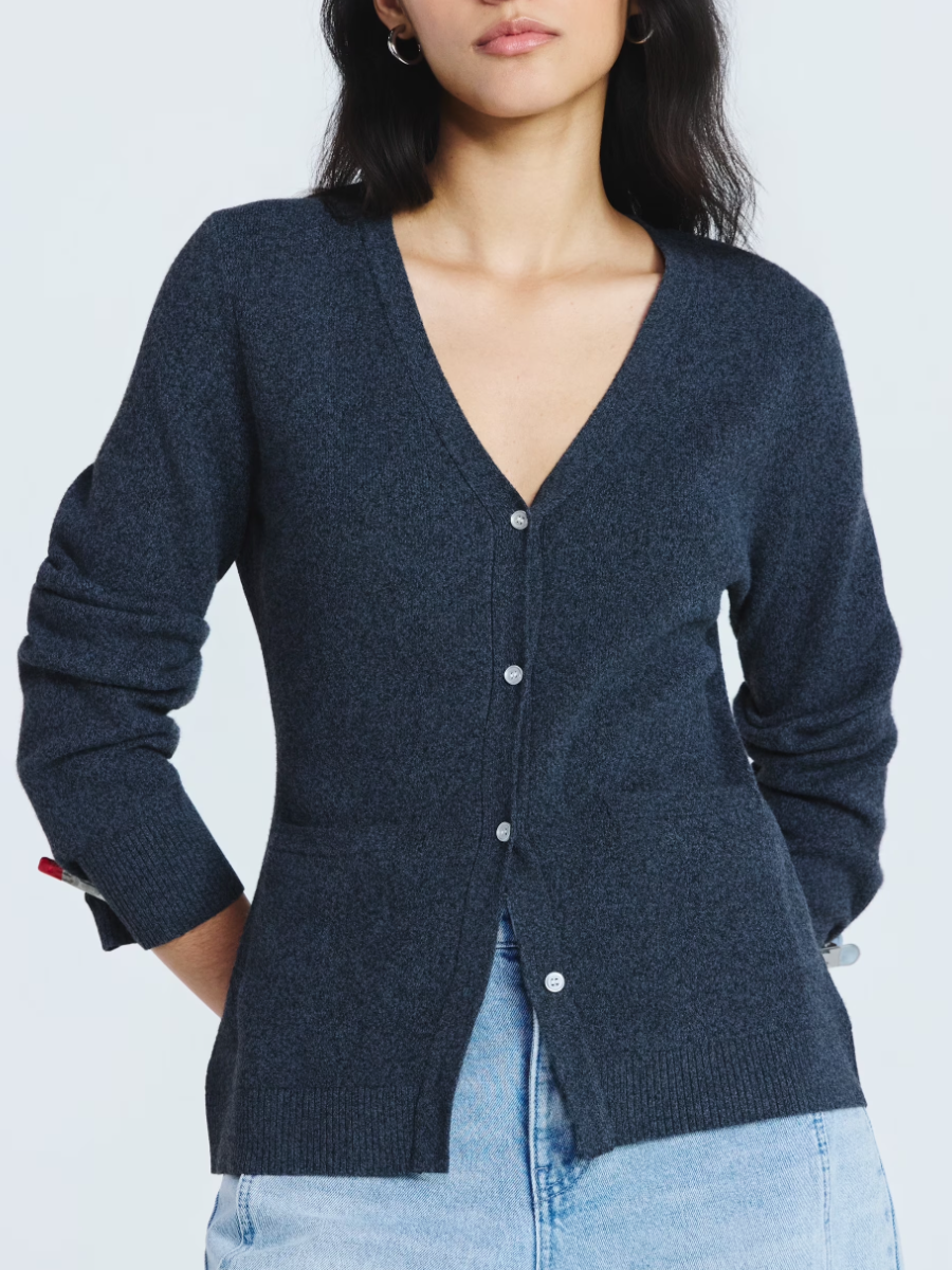 V Neck Cardigan Sweater and Knit Barrel Pants