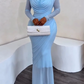 Elegant Draped Mesh Bodycon Maxi Dress