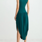 Sleeveless Feminine Ruched Asymmetrical Hem Dress