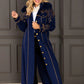 Embroidered Sapphire Maxi Coat