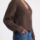 Chevron Hem Cable Cardigan