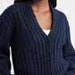 Chevron Hem Cable Cardigan