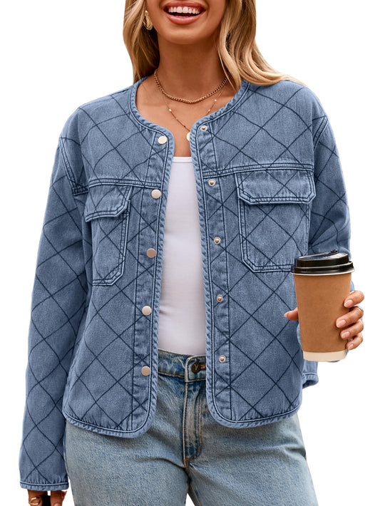 Denim Long Sleeve Button Down Coats