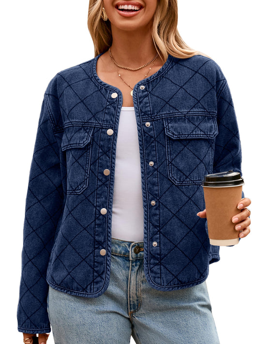 Denim Long Sleeve Button Down Coats