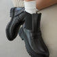 Women's Leather Elastic Detail Boots