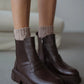 Women's Leather Elastic Detail Boots