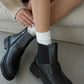 Women's Leather Elastic Detail Boots