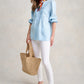 Blue Pin Tuck Linen Shirt