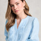 Blue Pin Tuck Linen Shirt
