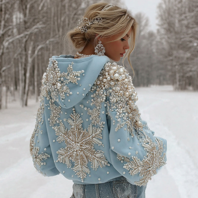 Women's Christmas Snowflake Long Sleeve Casual Hoodie