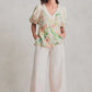 Botanical Print Border Print Blouse