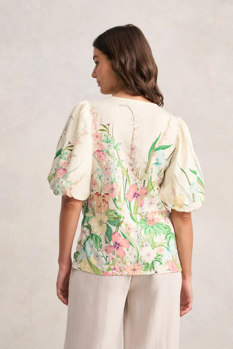 Botanical Print Border Print Blouse
