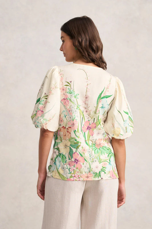 Botanical Print Border Print Blouse