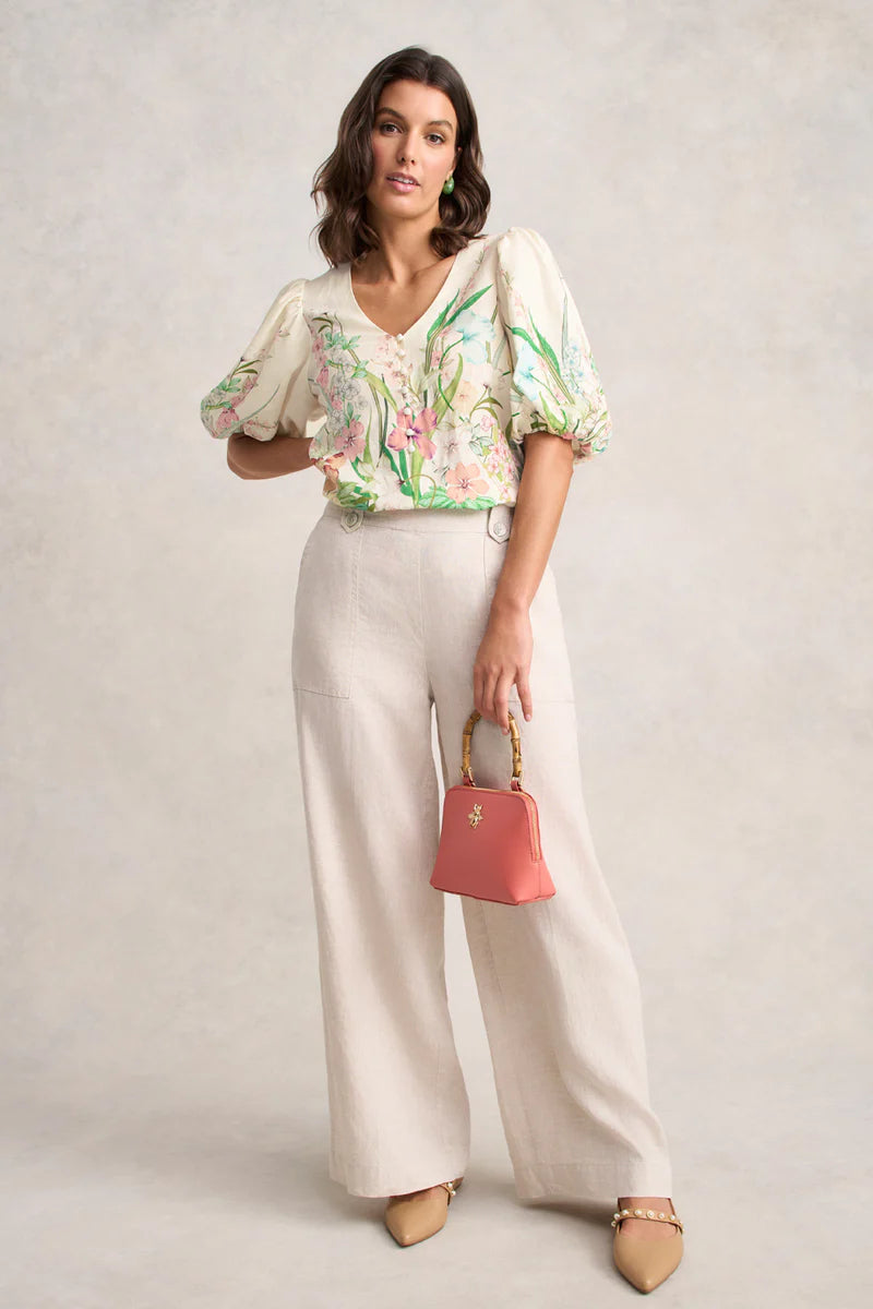Botanical Print Border Print Blouse