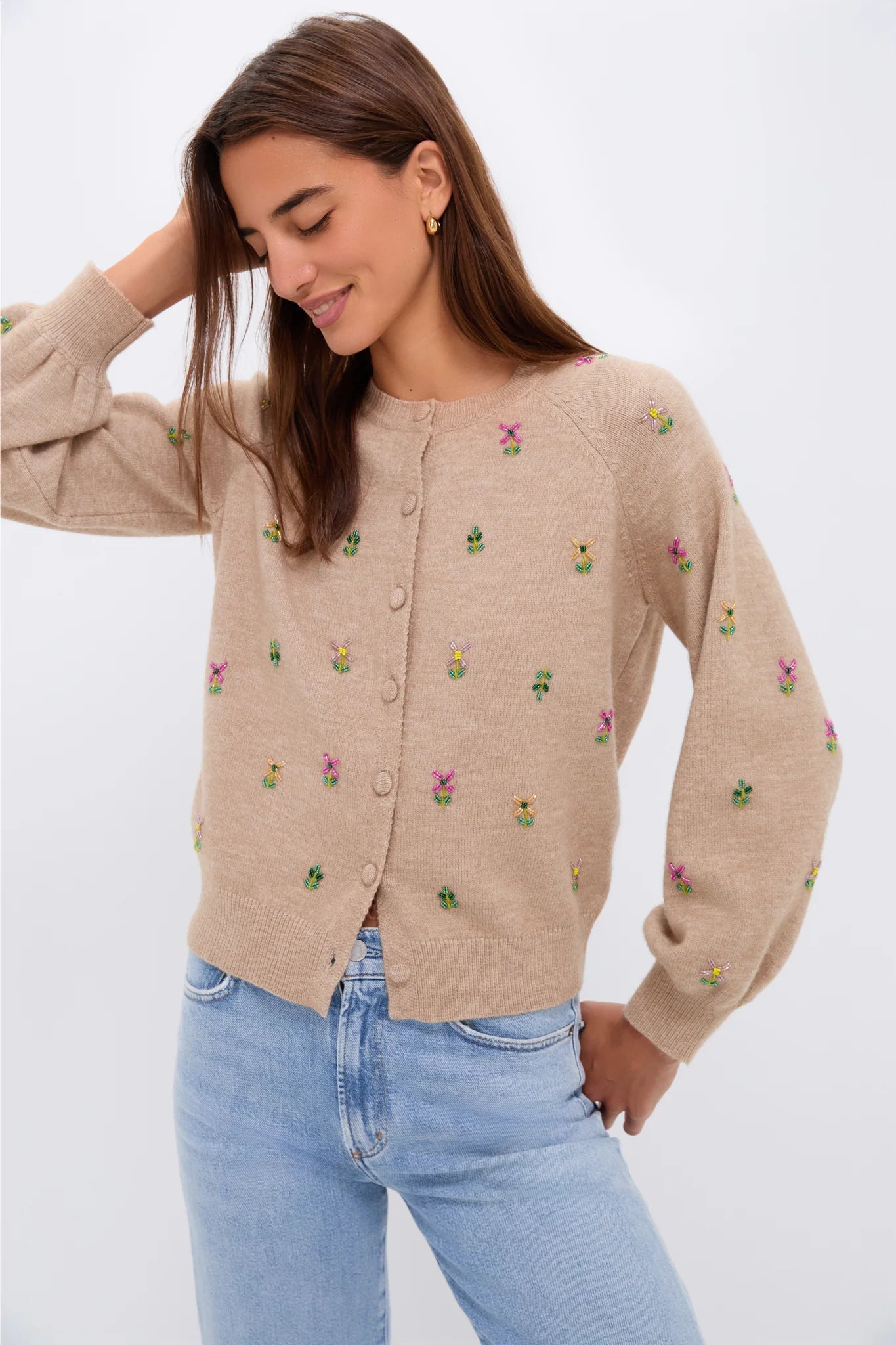 Multi Floral Embellishment Elsie Cardigan