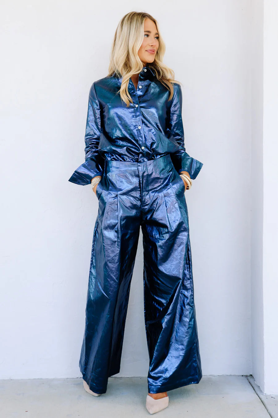 Culotte Dark Blue Linen Wide Leg Pant